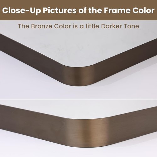 LOAAO Bronze Bathroom Mirror - 24”x32” Rounded Rectangle Design with Anti-Rust Brushed Metal Frame | Versatile Hanging Options