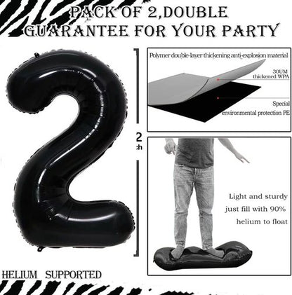 GOER 29th Birthday Balloons - 42 Inch Jumbo Foil Helium Decorations in Black | Perfect for Celebrations
