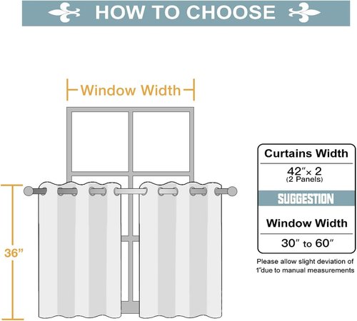 ChrisDowa Small Window Curtains - Grommet Thermal Insulated Room Darkening Panels, Black (42 x 36 Inch)
