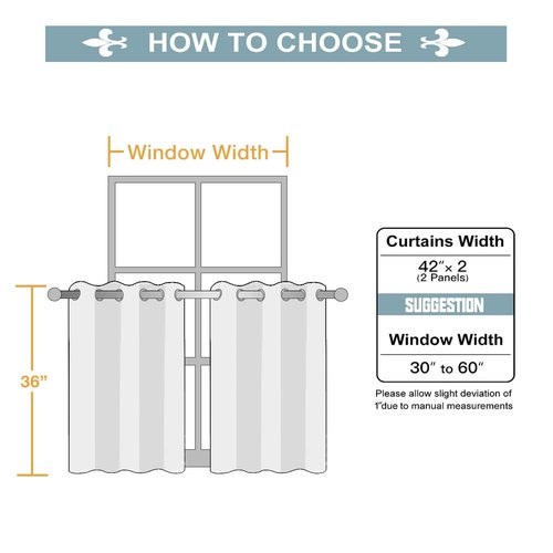 ChrisDowa Small Window Curtains for Kitchen and Bedroom - Grommet Short Thermal Insulated Room Darkening Curtains (2 Panels, Stone Blue, 42 x 36 Inch)