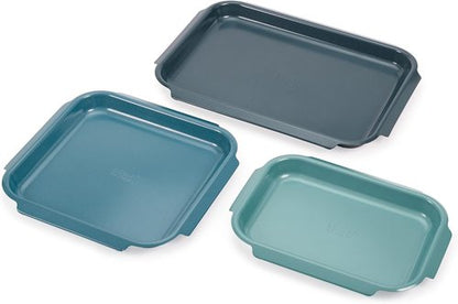 Joseph Joseph Nest™ Bake Non-Stick Baking Sheet Pan Set - 3-Piece Carbon Steel with Easy-Pull Handles | Stackable & Space-Saving Design