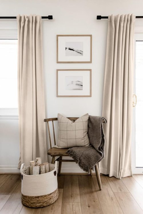 100% Blackout Shield Linen Blackout Curtains for Bedroom 120 Inches Long, Back Tab/Rod Pocket Living Room Drapes, Thermal Insulated Blackout Curtains 2 Panels Set, 50" W x 120" L, Beach Sand