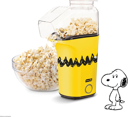 Peanuts DASH Fresh Pop Popcorn Maker - Oil-Free Air Popcorn Popper with Measuring Cup & Recipe Guide - 16 Cups for Movie Nights