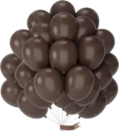 PartyWoo Dark Brown Balloons - 100pcs 12 Inch Boho Coffee Latex Helium Balloons for Fall Celebrations