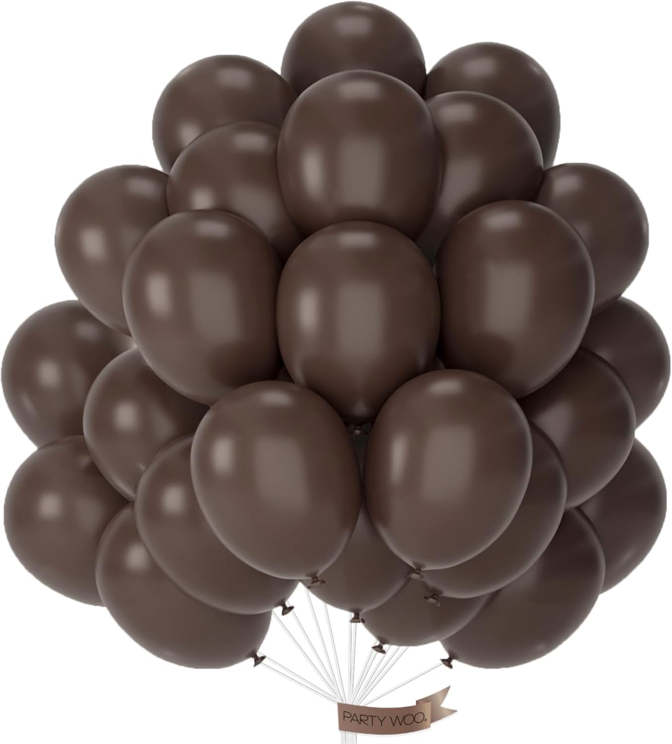 PartyWoo Dark Brown Balloons - 50pcs 12 Inch Latex Helium Balloons for Fall-Themed Celebrations
