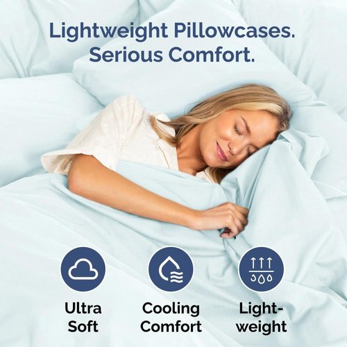 King Standard Pillow Cases by [Brand Name] - Soft Hotel Quality Covers | Comfy & Machine Washable - Ice Blue - Set of 4