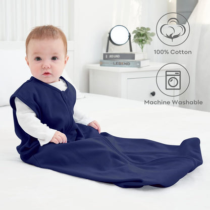 Yoofoss Baby Sleep Sack - 100% Organic Cotton Wearable Blanket for 6-12 Months | 2-Way Zipper, 3 Pack