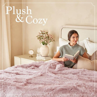Connecticut Home Co Throw Blanket - Soft Fluffy Cozy Decor | 70x60 Dusty Rose Sherpa for Bed & Couch