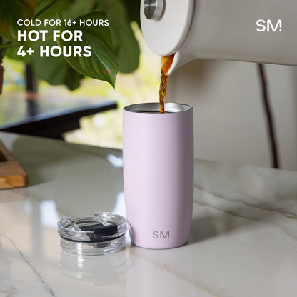 Simple Modern Voyager Tumbler - Insulated Stainless Steel Travel Mug with Flip Lid | 16oz Almond Birch