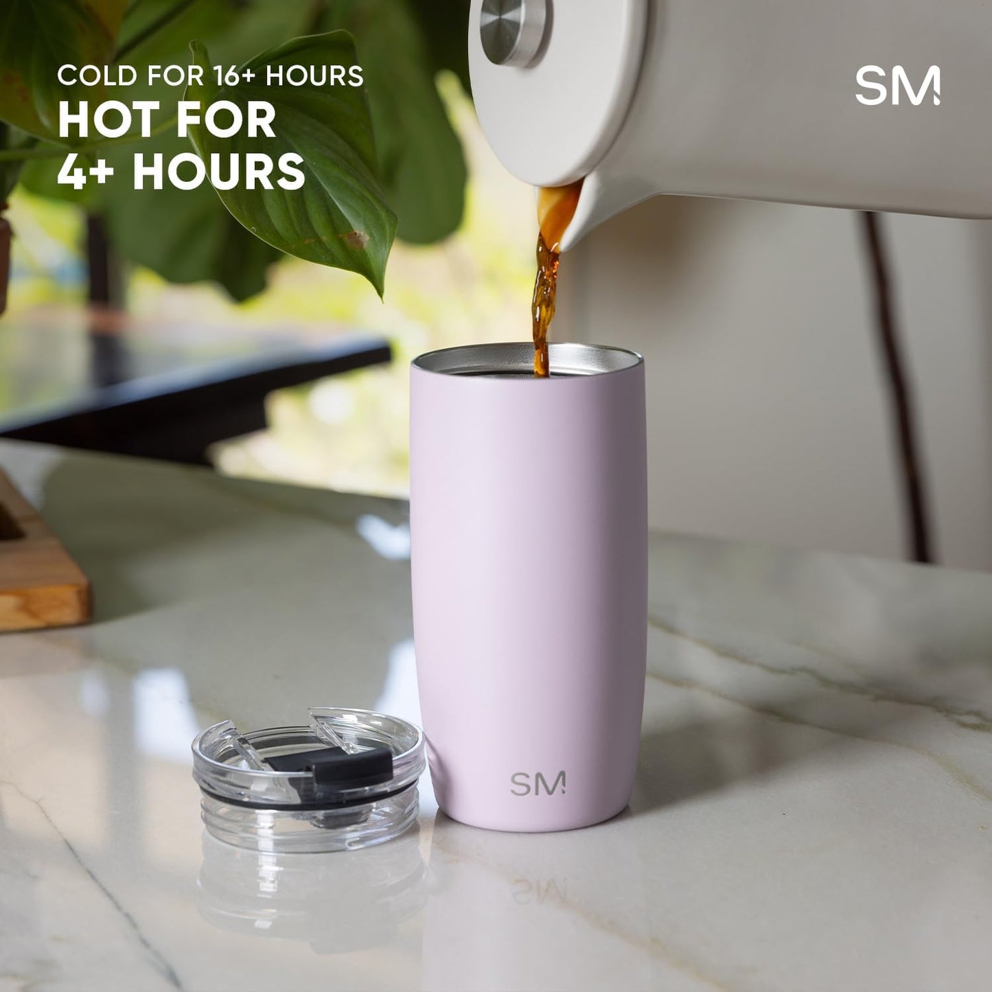 Simple Modern Voyager Tumbler - Insulated Stainless Steel Travel Coffee Mug | Flip Lid | 12oz Almond Birch