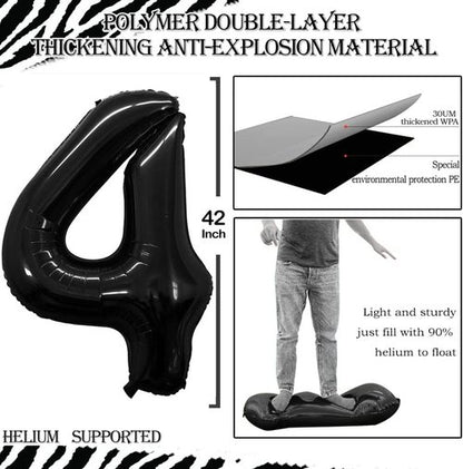 GOER Jumbo Number 14 Balloons - 42 Inch Foil Helium Decorations for 14th Birthday Party (Black)