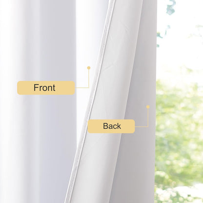 NICETOWN 100% Blackout Window Curtain Panels - Thermal Insulated Drapes, 86" Length, Snow White, Set of 2