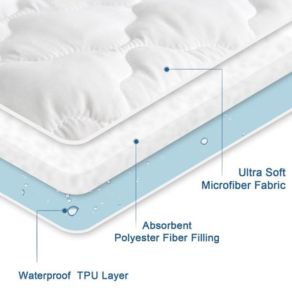 Queen Mattress Pad, Queen Mattress Protector Waterproof Quilted, Mattresses Cover Fitted with Ultra Soft & Absorbent Surface and Deep Pocket to 14 inch, Machine Washable