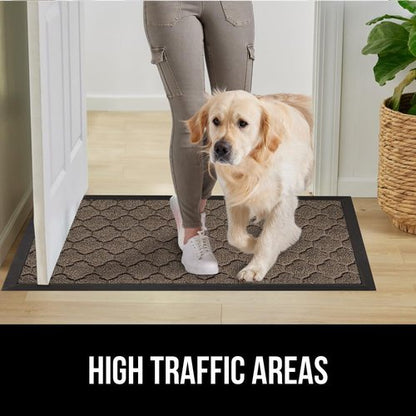 GORILLA GRIP Waterproof All-Season WeatherMAX Doormat - 34x58 Natural Rubber, Stain & Fade Resistant, Easy Clean Latte Quatrefoil