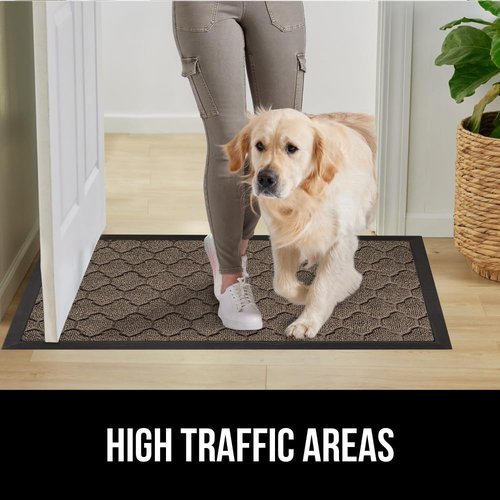 GORILLA GRIP Waterproof All-Season WeatherMAX Doormat - 47x35 Natural Rubber | Stain & Fade Resistant, Easy Clean Latte Quatrefoil