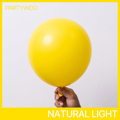 PartyWoo Yellow Balloons - 100 Pcs Matte Light Yellow Latex Balloons for Baby Showers & Birthdays | Various Sizes 5-36 Inch