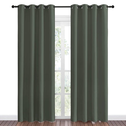 NICETOWN Dark Mallard Blackout Curtains Grommet - Home Decorations Thermal Insulated Solid Grommet Top Blackout Living Room Panels/Drapes for Gift (1 Pair, 55 x 86 inches)