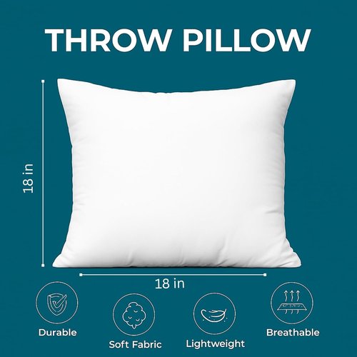 LANE LINEN 4 Pack 18x18 White Throw Pillow Inserts - Fluffy Decorative Couch Pillows for Living Room