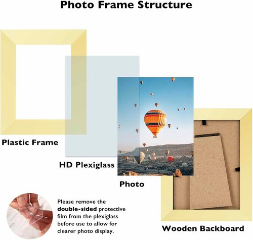 JCJMY Gold 3x4 Picture Frame - Versatile Wall Hanging or Tabletop Display with Shatter-Resistant Plexiglass