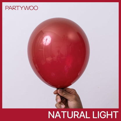 PartyWoo Burgundy Balloons - 155-Piece Dark Chestnut Red Balloon Arch Kit | Various Sizes for Celebrations