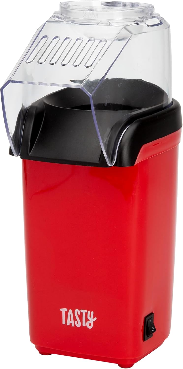 Tasty Hot Air Popcorn Popper - Healthy, Delicious Popcorn in Minutes | Built-In Measuring Cup & Butter Warmer, 8 Cups, Red