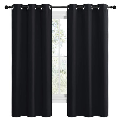 NICETOWN Bathroom Blackout Thermal Curtains and Drapes, Black Solid Thermal Insulated Grommet Blackout Drapery Panels for Window (2 Panels, 42 inches Wide by 68 inches Long, Black)