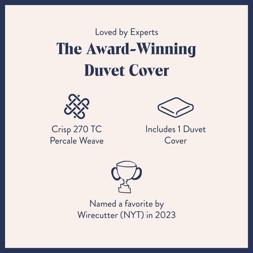 Brooklinen Luxury Percale Duvet Cover – 100% Cotton, Cool, Crisp, Extra-Long Corner Ties, Button Closure, Soft & Breathable – Machine Washable, Duvet Cover Full/Queen Bed Sizes (White)