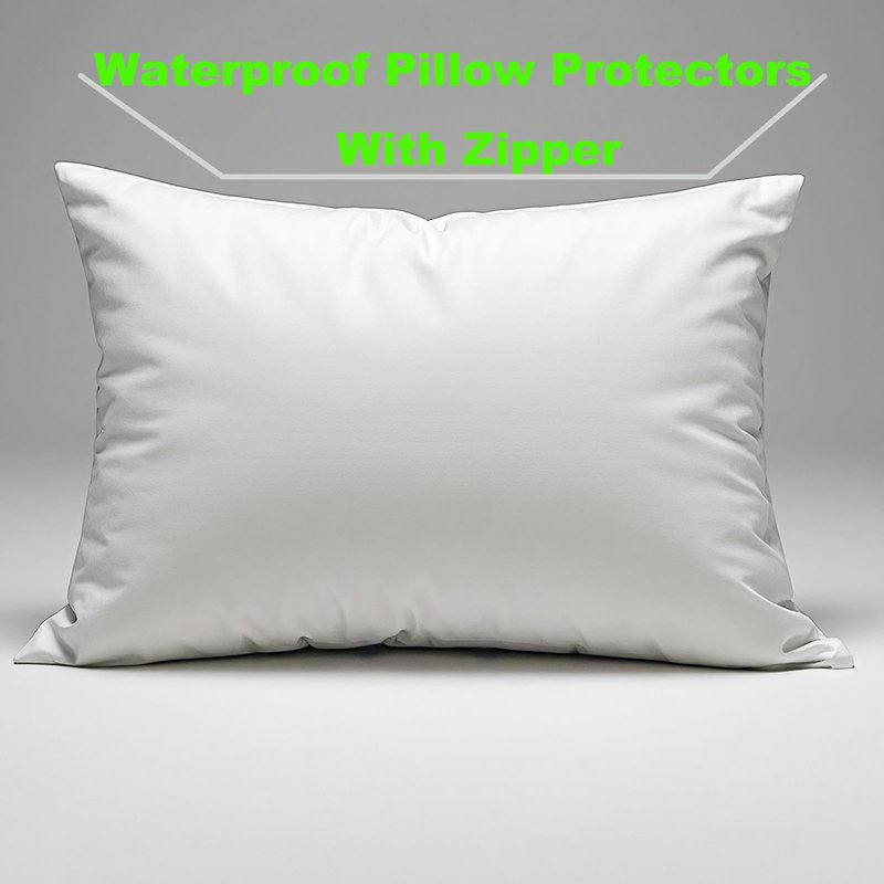 MOONVAN Waterproof Pillow Protectors Queen 20x28 Inches 4 Pack with Zipper Dust Proof Moisture Proof Sweat Proof Pillow Case Cover Protector Soft Cozy White