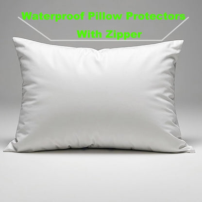 MOONVAN Waterproof Pillow Protectors Queen 20x28 Inches 4 Pack with Zipper Dust Proof Moisture Proof Sweat Proof Pillow Case Cover Protector Soft Cozy White