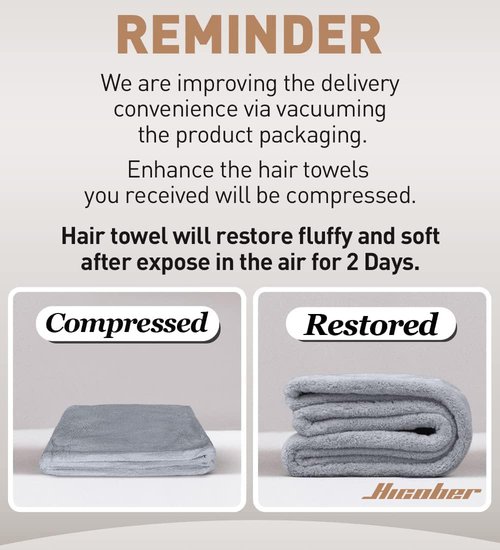 Hicober Microfiber Hair Towel Wrap, Fast Drying Hair Towels for Women, Soft Lightweight Quick Dry Turban for Curly & Long Hair–3 Pack(Blue/Grey/Pink)
