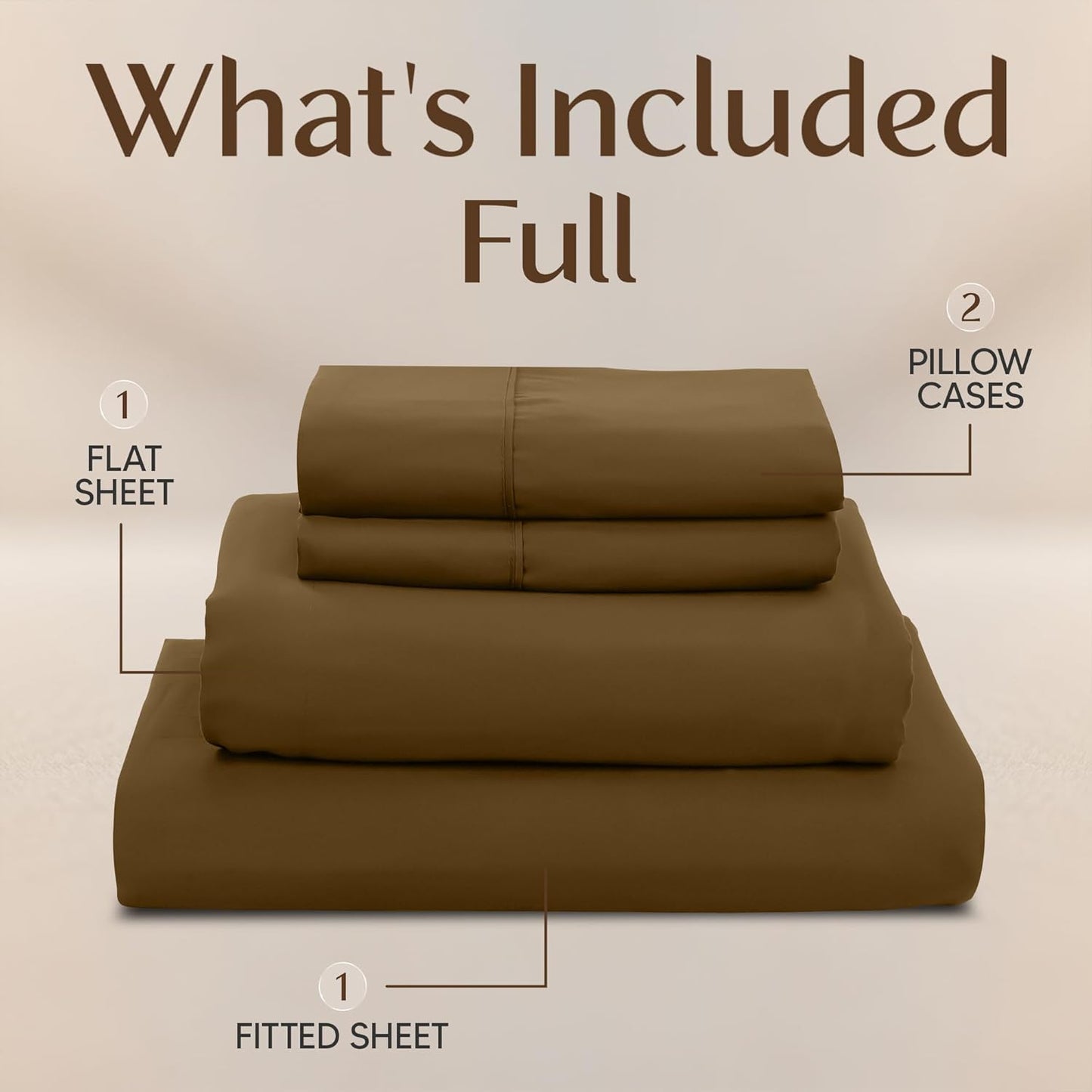 Utopia Bedding Full Size Sheet Set - Soft, Breathable Microfiber | 4-Piece in Mocha, Oeko-Tex Certified