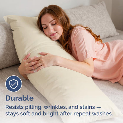 Skiennix Body Pillowcases Set of 2 | Soft, Breathable 20x54 Long Pillow Covers - Wrinkle & Fade Resistant, Machine Washable (Wheat)