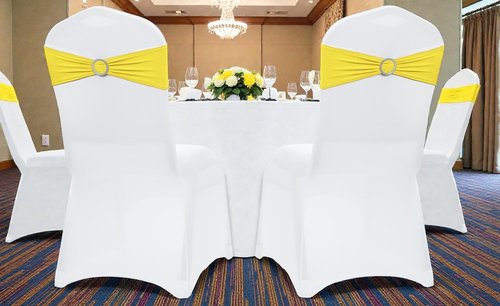 MDS Spandex Chair Sashes - Universal Fit Elastic Stretch Bands with Buckle Slider Bow | 150 Pack - Yellow