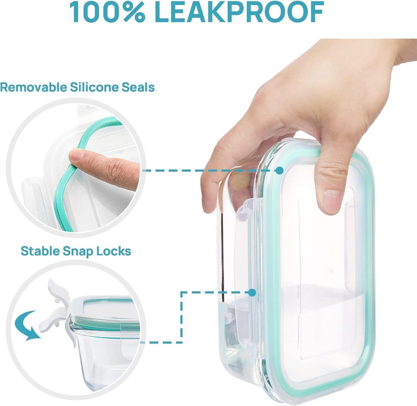 Vtopmart Glass Food Storage Containers - Airtight Lids for Freshness | Set of 4