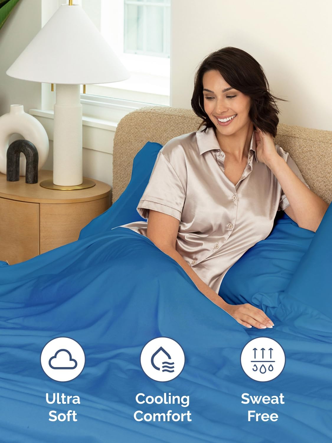 Regine Switzerland Extra Deep Full Sheet Set - 6-Piece Breathable Cooling Bedding - Soft, Wrinkle-Free Royal Blue