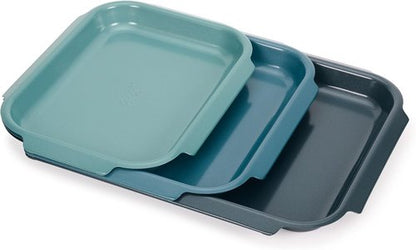 Joseph Joseph Nest™ Bake Non-Stick Baking Sheet Pan Set - 3-Piece Carbon Steel with Easy-Pull Handles | Stackable & Space-Saving Design