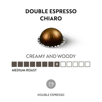 Nespresso Vertuo Double Espresso Chiaro - Medium Roast Coffee Pods | 30-Count, 2.7oz Brew Size
