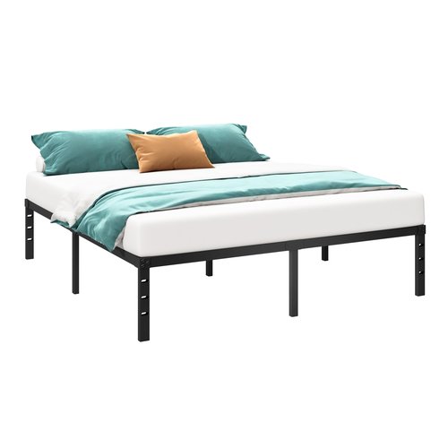 HLIPHA Metal Platform Bed Frame 16 Inch Tall,No Box Spring Needed,King Size Bed with Heavy Duty Strong Support Slats,Easy to Assemble,Black
