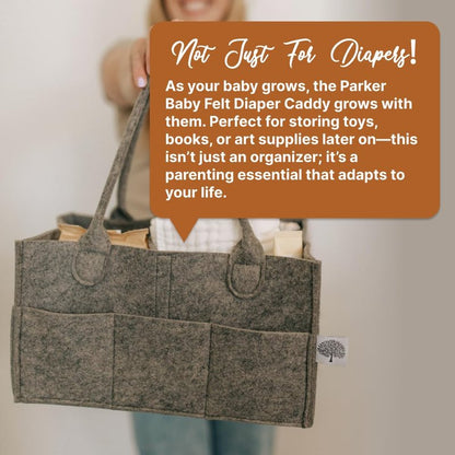 Parker Baby Diaper Caddy - Nursery Storage Bin and Car Organizer for Diapers and Baby Wipes - Charcoal, Regular