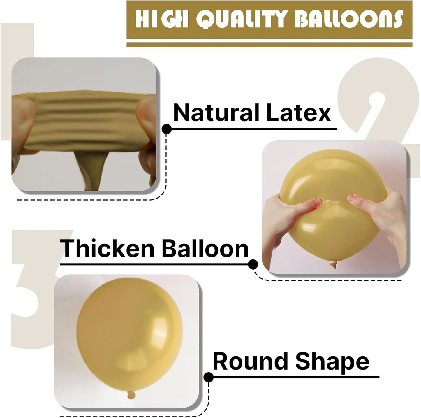 PartyWoo Tan Balloons - 140-Piece Light Brown Neutral Boho Balloon Arch Kit for Weddings & Parties