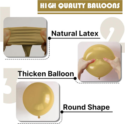 PartyWoo Tan Balloons - 140-Piece Light Brown Neutral Boho Balloon Arch Kit for Weddings & Parties