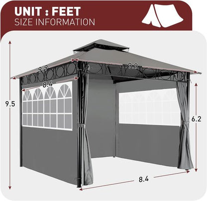 Gazebo | Gazebo Canopy Tent with UV Protection for Outdoor Events - 10'x10', Grey
