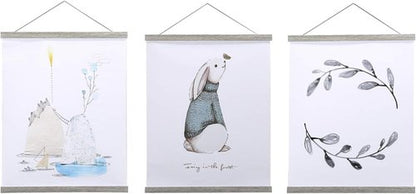 Benjia Magnetic Poster Hanger - Wood Frame for 17x24, 17x11, 17x22 Posters | Grey Hanging Kit for Artwork