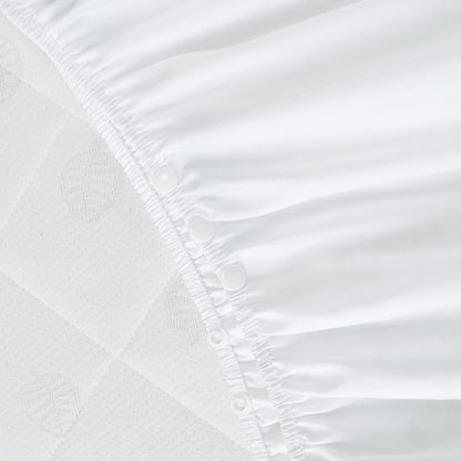 Skiennix Crib Bed Skirt - 28” x 52” Pleated Dust Ruffle with 14” Drop | Soft Solid White Design