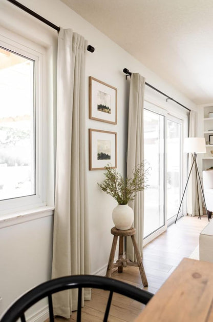 Skiennix 100% Blackout Linen Curtains - Thermal Insulated Drapes, 50" W x 63" L, Oatmeal | 2 Panels Set