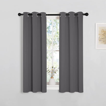 NICETOWN Grey Blackout Curtain Panels - Thermal Insulated Grommet Top Drapes (2 Panels, 29" x 45")