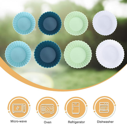 Skiennix Jumbo Silicone Baking Muffin Cups - 12 Pack Reusable Cupcake Liners, BPA Free, 3.54 Inch, Multi-Color