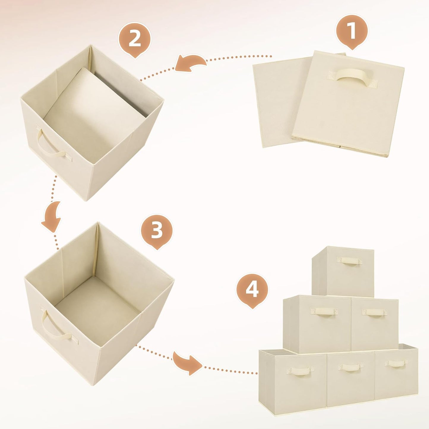 Storage Maniac Storage Cubes - 11-Inch Collapsible Fabric Bins with Handles | 10-Pack Beige for Easy Organization