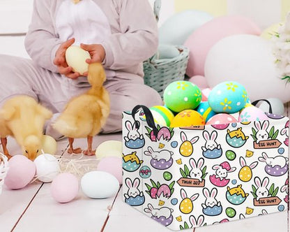 HIYAGON Rectangular Easter Gift Basket Kids Storage Organizer Bins Bedroom(Cartoon Easter Bunny)