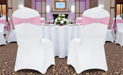 MDS Spandex Chair Sashes - Pack of 200 Elastic Stretch Bands with Slider Bow for Wedding Decor | Blush Pink